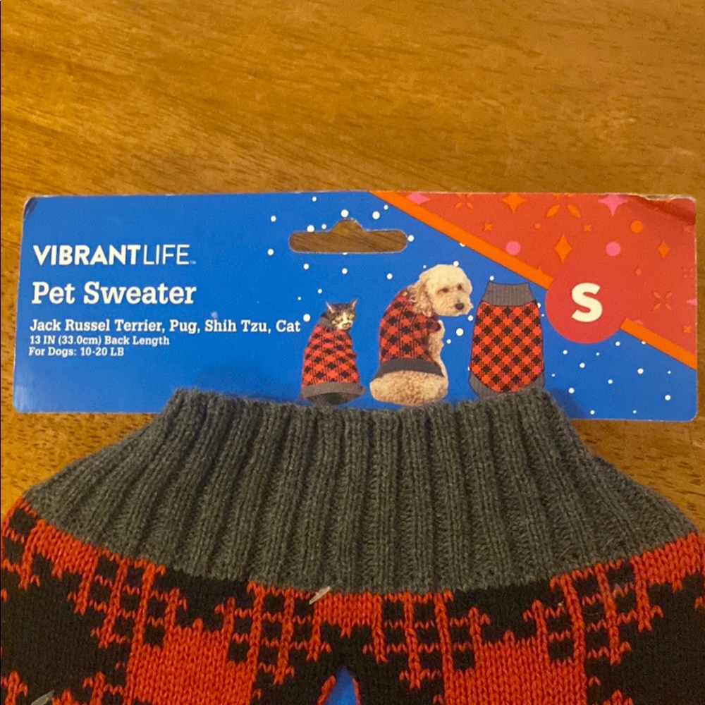 Vibrant Red and Black Pet Sweater NWT size small